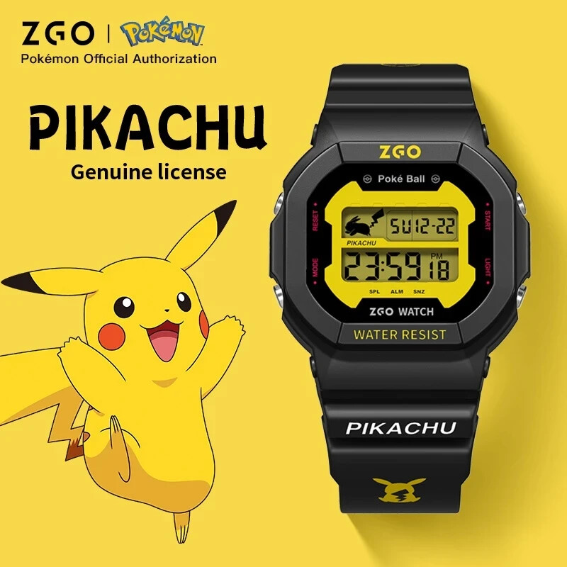 腕時計 pocket pikachu ZGO x Pokémon Electronic Watch Pikachu Male Student Junior High