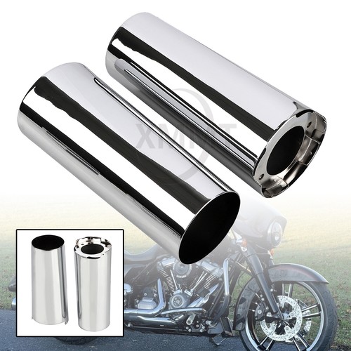 Botas cubiertas deslizantes cromadas horquilla lisa para Harley Touring Road King Glide - Imagen 2 de 12