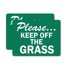  2 Pack Please...Keep Off The Grass OSHA ANSI Sign Decal Metal Plastic