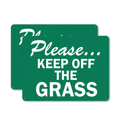 (2 Pack) Please...Keep Off The Grass OSHA ANSI Sign Decal Metal Plastic
