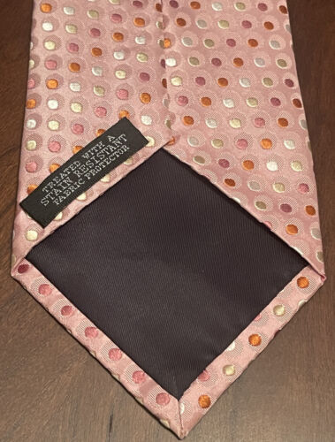 Geoffrey Beene Pink Orange Hand Made 100% Silk Men’s Neck Tie Made In China - Picture 2 of 9