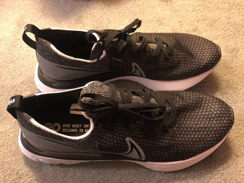 Nike React Infinity Run Flyknit Size 14 Mens Running Black White CD4371-012 NEW