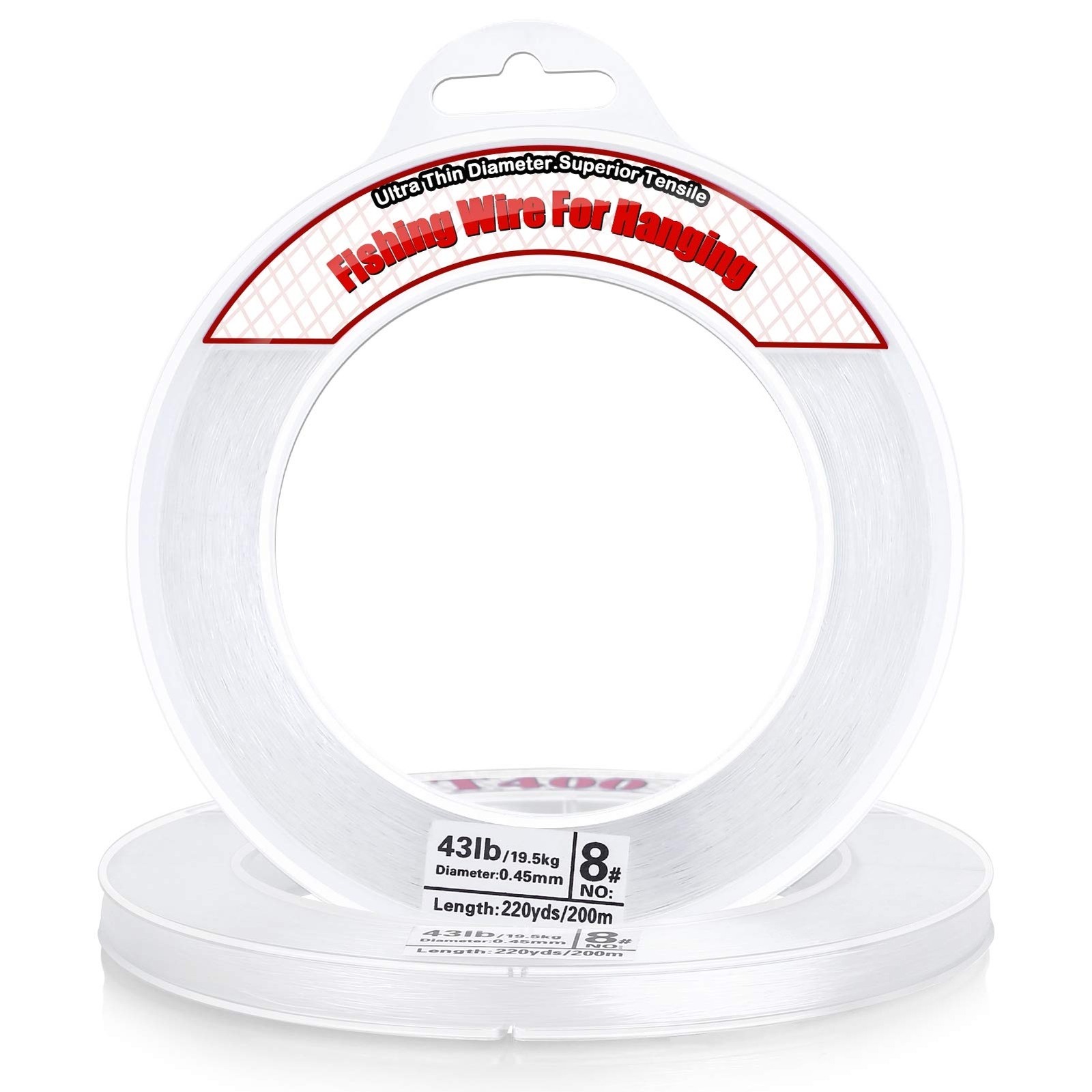 Clear Fishing Wire, 656FT Fishing Line Clear Invisible Hanging Wire Strong Ny...