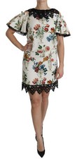 DOLCE & GABBANA Dress White Lace Floral Vase Shift Mini IT36/ US2 / XS RRP $2300