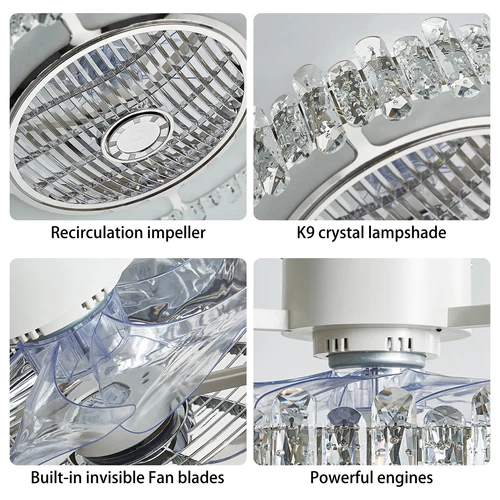 Ventilateur de plafond LED avec éclairage, silencieux, pour salon, chambre, balcon - Photo 4/6