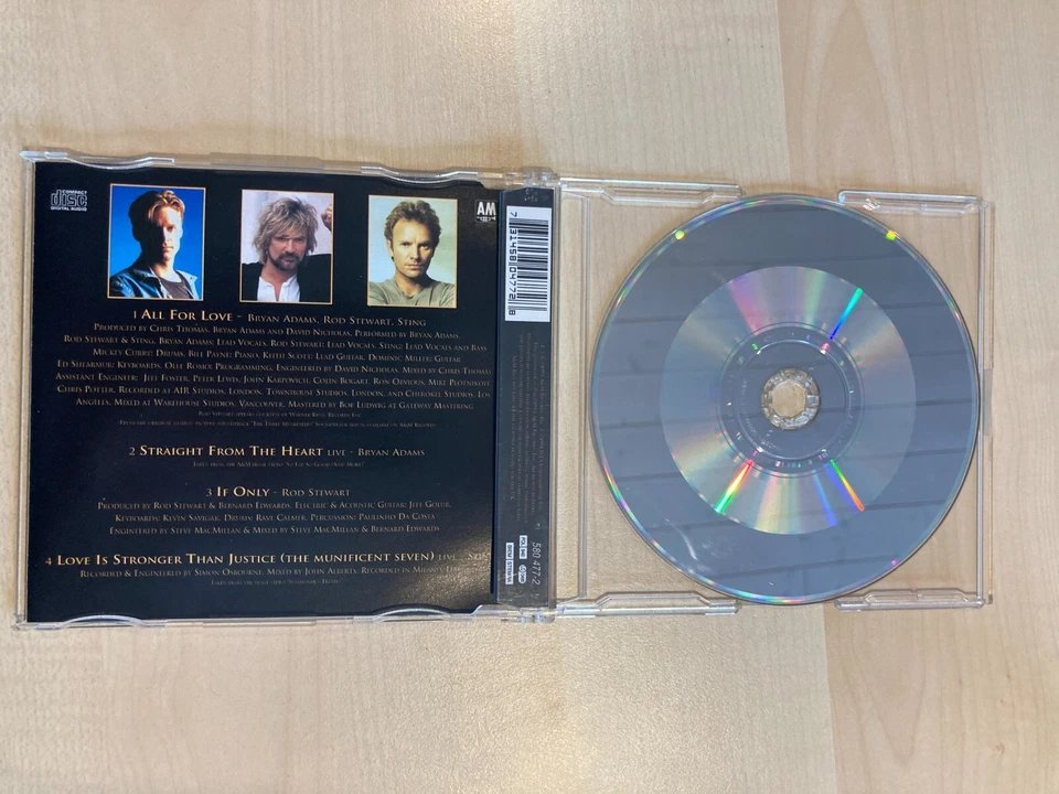 Bryan Adams + Rod Stewart + Sting - All For Love (Maxi-CD 1994) Three Musketeers - Bild 2 von 3