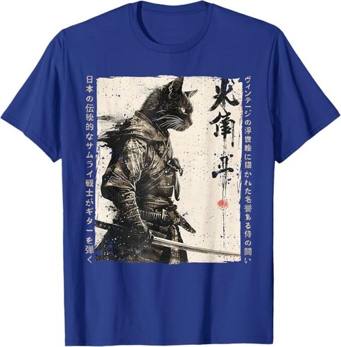 Samurai Cat Warrior Ukiyo Ink Artwork Katze Samurai T-Shirt - Bild 5 von 14