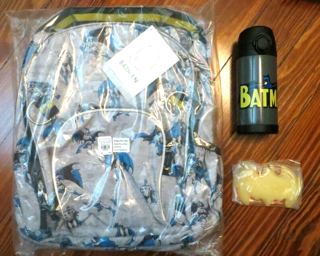 PONY Zaino Pottery Barn scuola Disney MINI Batman + borsa acqua pranzo compleanno ragazzo.