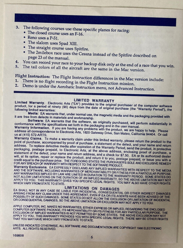 Chuck Yeager's Advanced Flight Trainer by Electronic Arts for Mac 512/SE/II 1987 - Bild 7 von 10