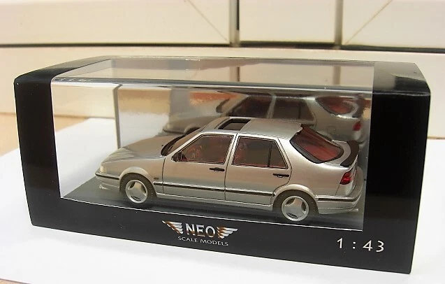 Saab 9000 CS berline silver Neo 43665 MIB 1:43 92 93 95 99 900 volvo MEGA RARE - Imagen 3 de 4