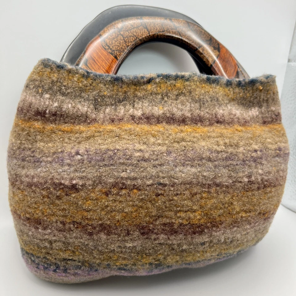 Bolso de mano vintage de fieltro de lana cartera estilo retro para mujer bolso de mano hecho a mano moda Foto 2 de 4