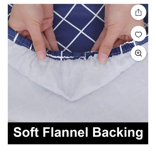 New Smiry Rectangle Vinyl Tablecloth Fitted Flannel Backed Navy,30x72inch - Picture 5 of 7