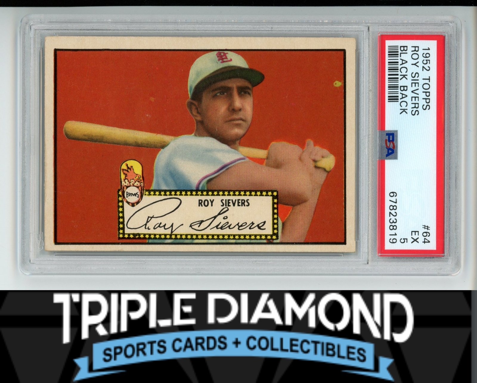 1952 Topps Baseball #64 Roy Sievers Black Back PSA 5 EX Browns A381