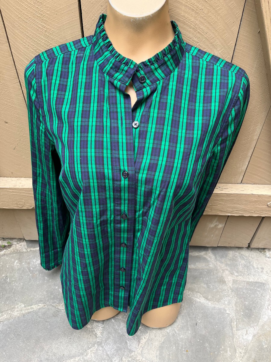 Vineyard Vines Womens 6 Navy Green Plaid Long Sleeve Button Vineyard Vines Womens 6 Navy Green Plaid Long Sleeve Button
