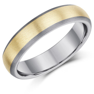 Ehering Band 5 mm Titan & Gold Intarsien