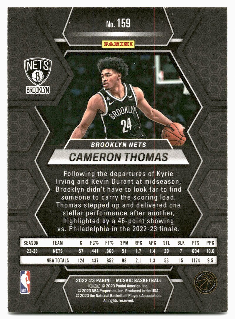 2022-23 Panini Mosaic Cameron Thomas #159 Brooklyn Nets | eBay