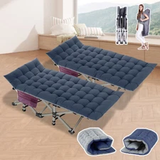 NAIZEA Folding Camping Cot  Set of Two Heavy Duty Military Bed w/Mat&Carry Bag