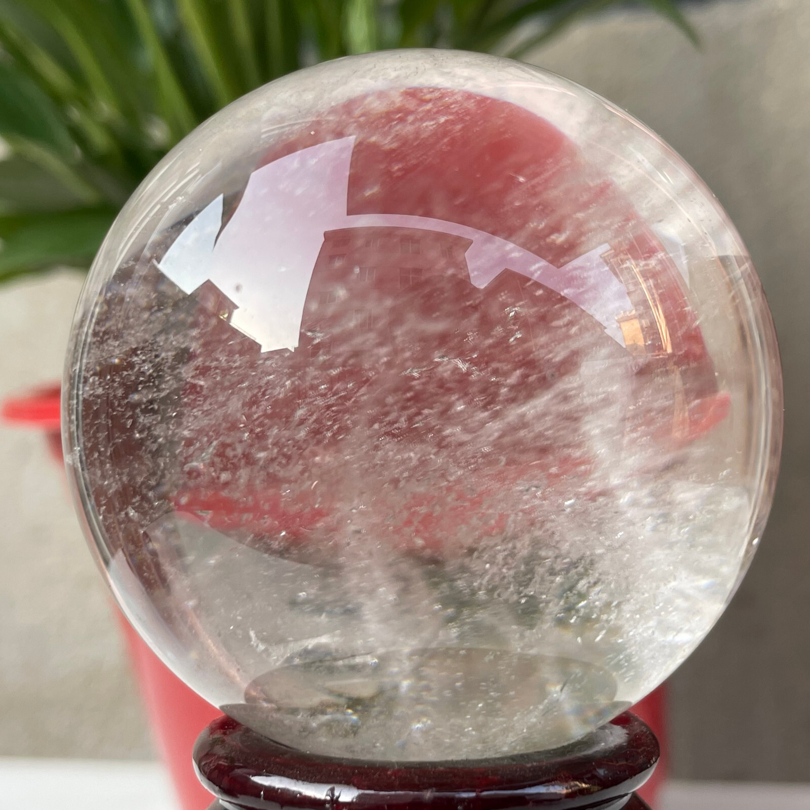 358g Natural White Clear Crystal Ball Quartz Gemstone Sphere Reiki Healing