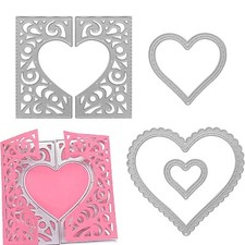 Valentine's Day Metal Heart Shaped Greeting Card Cutting Dies, Love Heart Die...