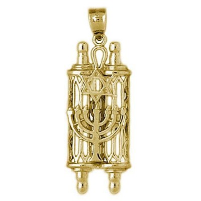 New 14k Gold Jewish Torah Scroll Pendant | eBay