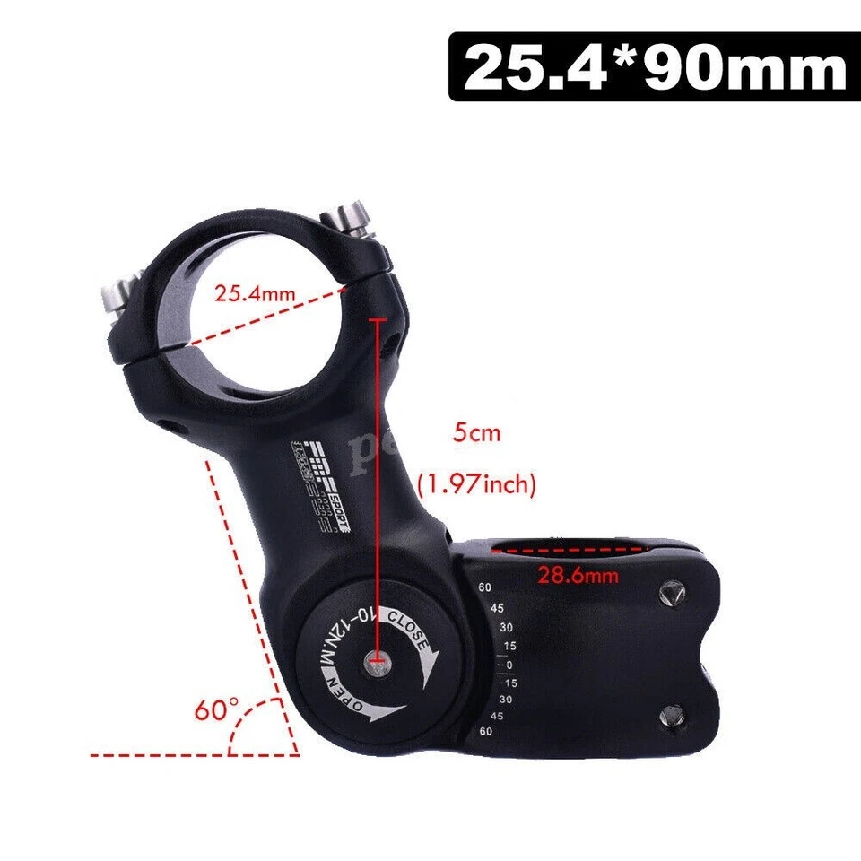 Road Bike Stem Riser 25.4mm 90mm Mountain Adjustable MTB Bicycle Handlebar - Image 2 of 4