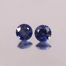 AAA Natural Ceylon Blue Sapphire Round Loose Gemstone Diamond Cut Pair 5x5 MM