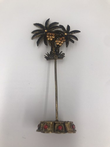  4 Pcs Vintage Metal Card Holder Desk  Enamel Palm Trees With Shiny Stones 5.5   - Picture 3 of 10
