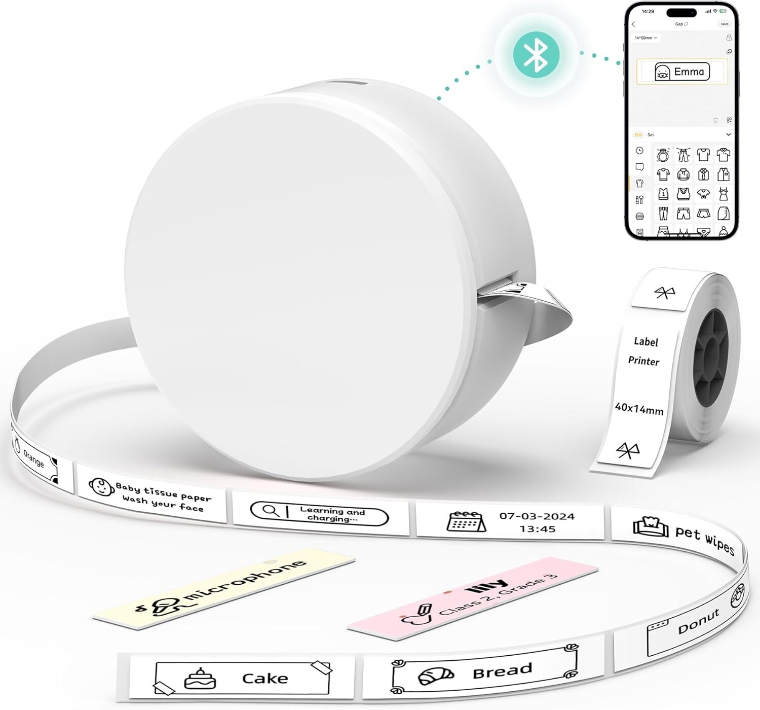 Bluetooth Label Maker Machine HP3 with Tape for Stickers-image