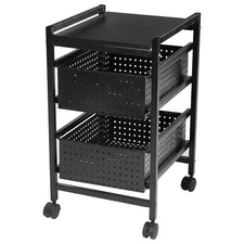 2-Tier File Storage Drawer Cart Organizer on Wheels for Home Office Small Space