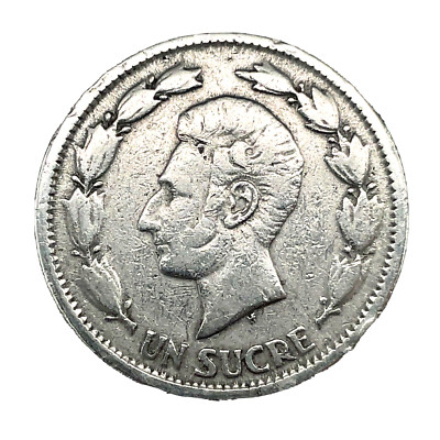 1937 REPUBLICA DEL ECUADOR ANTONIO JOSE DE SUCRE NICKEL UN SUCRE KM# 78.1