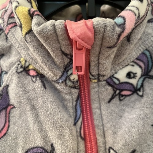 H&M Unicorn Fleece Jacket Zippy Girls Gray Size 6-8 yrs - Picture 7 of 10