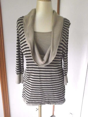 Pull CAROLL Tunique Taille 40 L Beige Noir Très Bon État - Photo 1/4