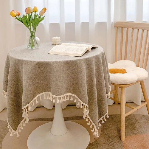 Tassels Tablecloth Cotton Linen Table Cloth Tea Table Dining Table Decoration - Foto 20 di 31