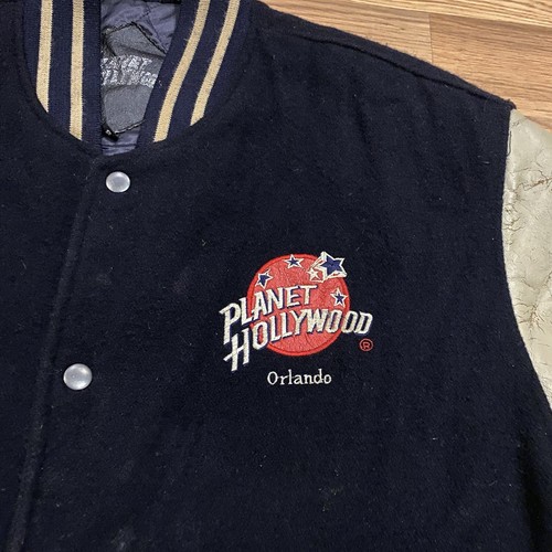 Vintage Planet Hollywood Orlando Varsity Bomber Jacket Wool Leather Size Small - Picture 8 of 15