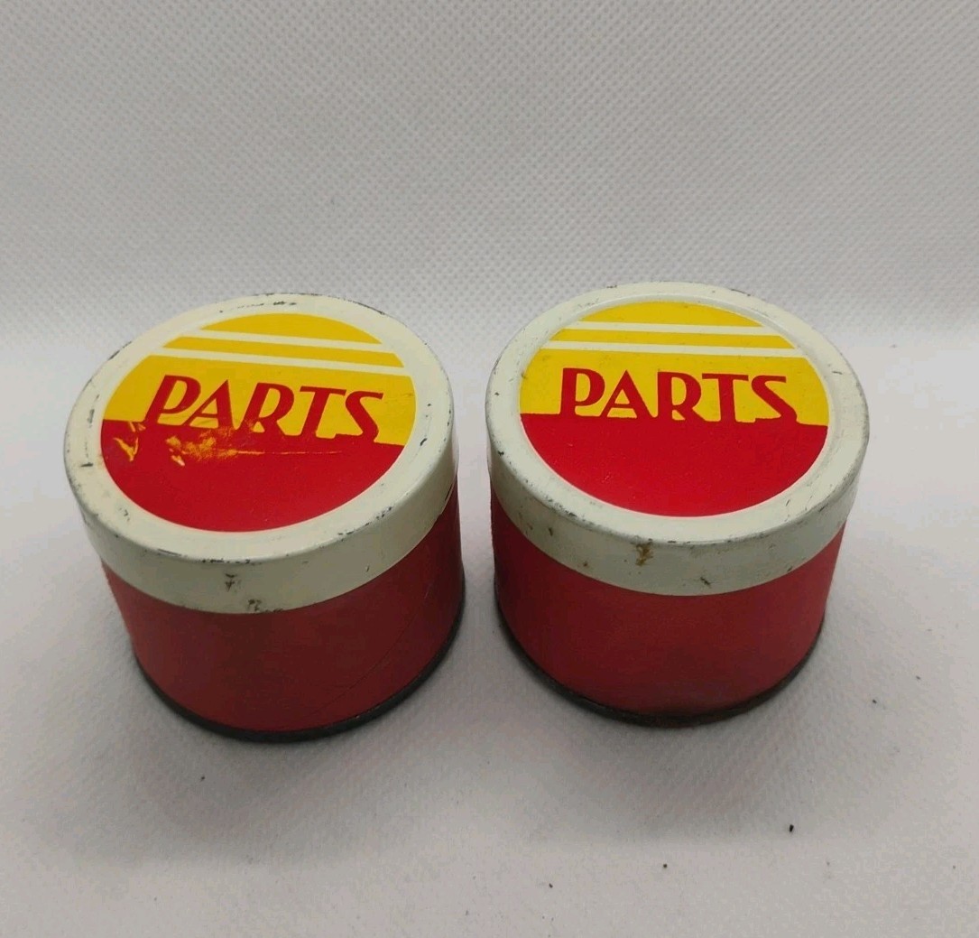 Gilbert Erector Parts RED Can White Lid Litho Label Steel Bottom