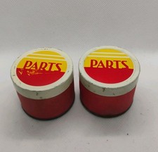 Gilbert Erector Parts RED Can White Lid Litho Label Steel Bottom Lot of 2