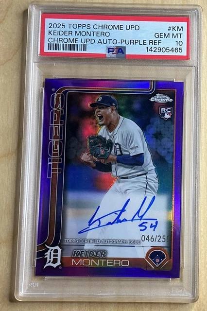2025 Topps Chrome Update Keider Montero Purple Refractor Auto #/250 PSA 10 POP 1