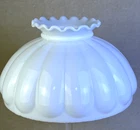 Vintage White Milk Glass Melon Student Lamp Shade 10" Fitter Crimped Ruffle Top