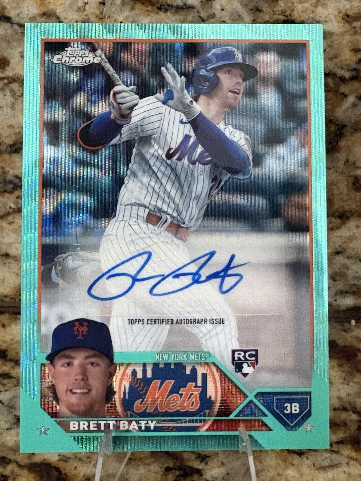 2023 Topps Chrome Update Aqua Wave Rookie Autograph Brett Baty /199 AC-BBA