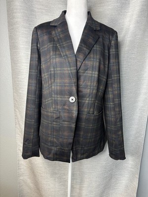 Laundry by Shelli Segal Dark Plaid Single Botton Blazer Size S