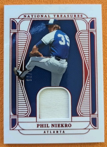 PHIL NIEKRO 2025 NATIONAL TREASURES GAME-USED PATCH RED ATLANTA /75