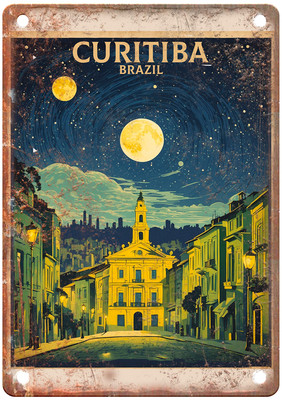 Vintage Curitiba Brazil Retro Look Travel Poster Metal Sign T2807
