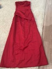 Forever Yours Red Satin Strapless Prom Bridesmaid Formal Ball Gown
