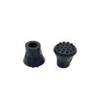 1/2" Extra Grip Black Rubber Replacement Cane Tips - 2 Pack