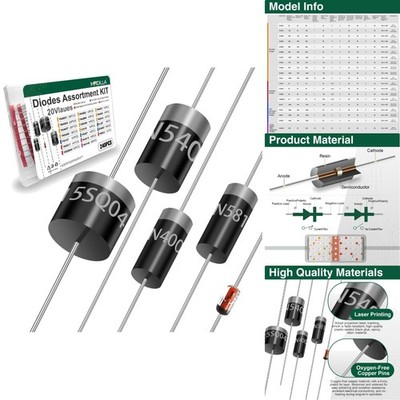240PCS Diode Assortment Kit Rectifier & Schottky Diodes for Electronics Projects