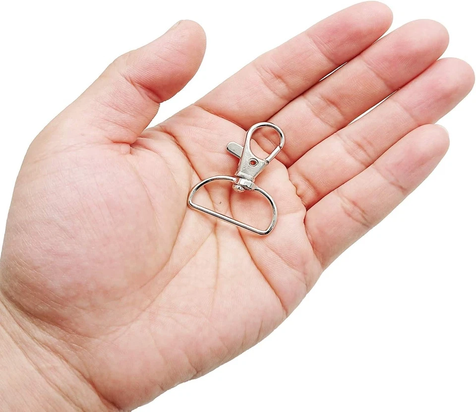 Swivel Clasp Snap Hooks Trigger Clips 1 Inch D Rings 1 Inch, Nickel - Image 4 of 4