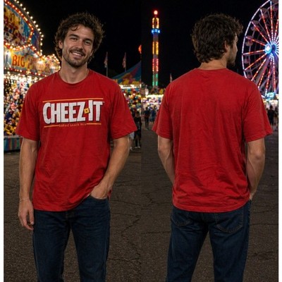 Cheez It Crackers Red Logo T Shirt Men s Medium 38-40 Snack Tee
