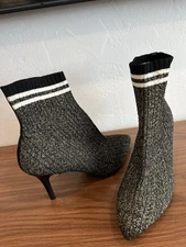 Stuart Weitzman Waverly Knit Sock Ankle Boots Metallic Sz 10.5M Retail: $575
