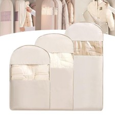 Space Saving Hanging Garment Bag with Self Compression Zipper 3pcs M L XL wit...