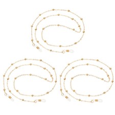 Eye Glasses Holders Around Neck, K Gold Metal Beads Glasses Chain, 3 Pcs